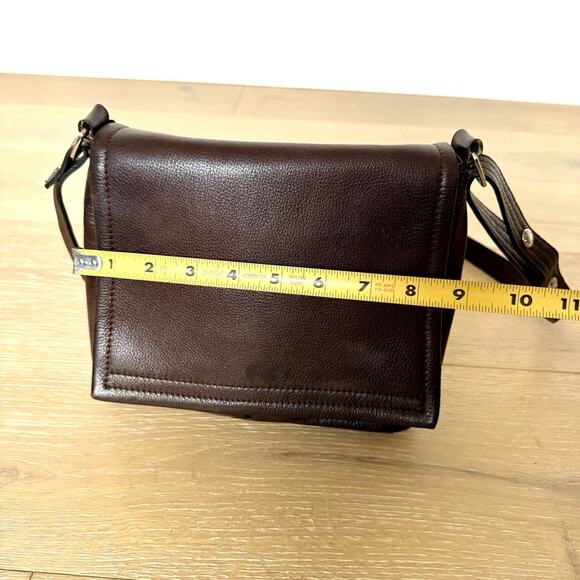 Vintage Fossil Brown Leather Messenger Crossbody Satchel Bag 9"x8"x4" - Picture 4 of 8